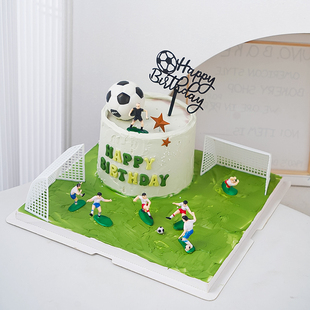 足球主题男神男孩生日蛋糕装饰摆件软胶足球小子派对烘焙甜品装扮