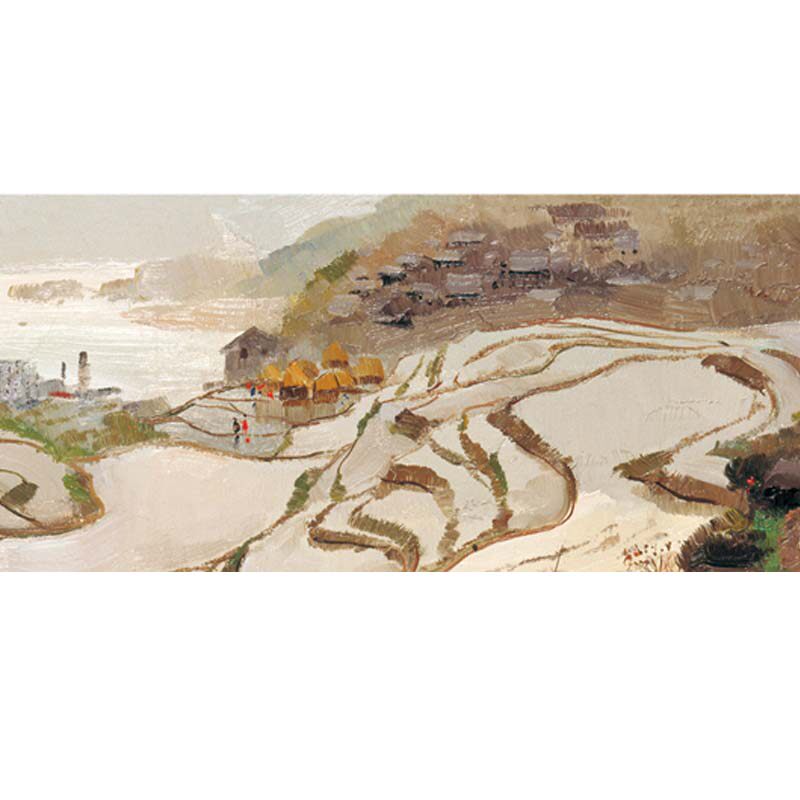 吴冠中《水田》 综合版 油画布版画