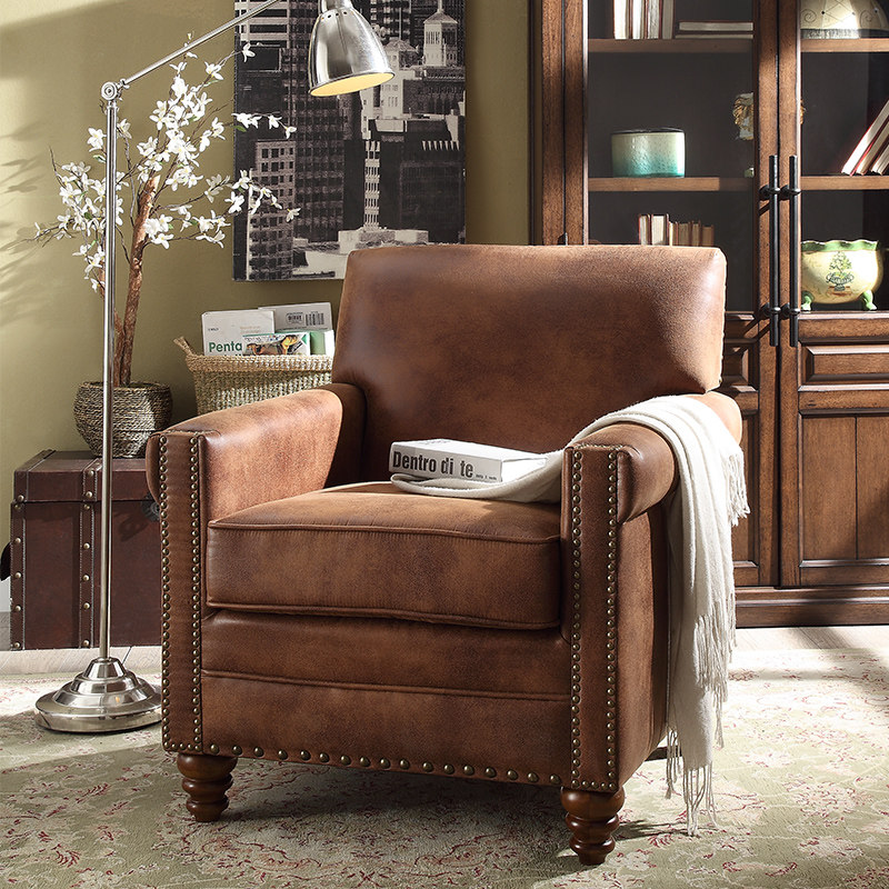 沙发角落小茶几 迷你阳台实木边几 卧室圆形桌匠兴美式老虎椅单人沙发