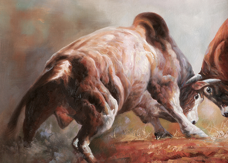 【学院艺术】广州美院 陈建忠《斗牛》实力派画家 写实精品