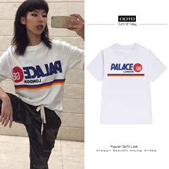 欧美潮牌街头女装上衣tshirt palace三角形字母印花短袖t恤衫女式