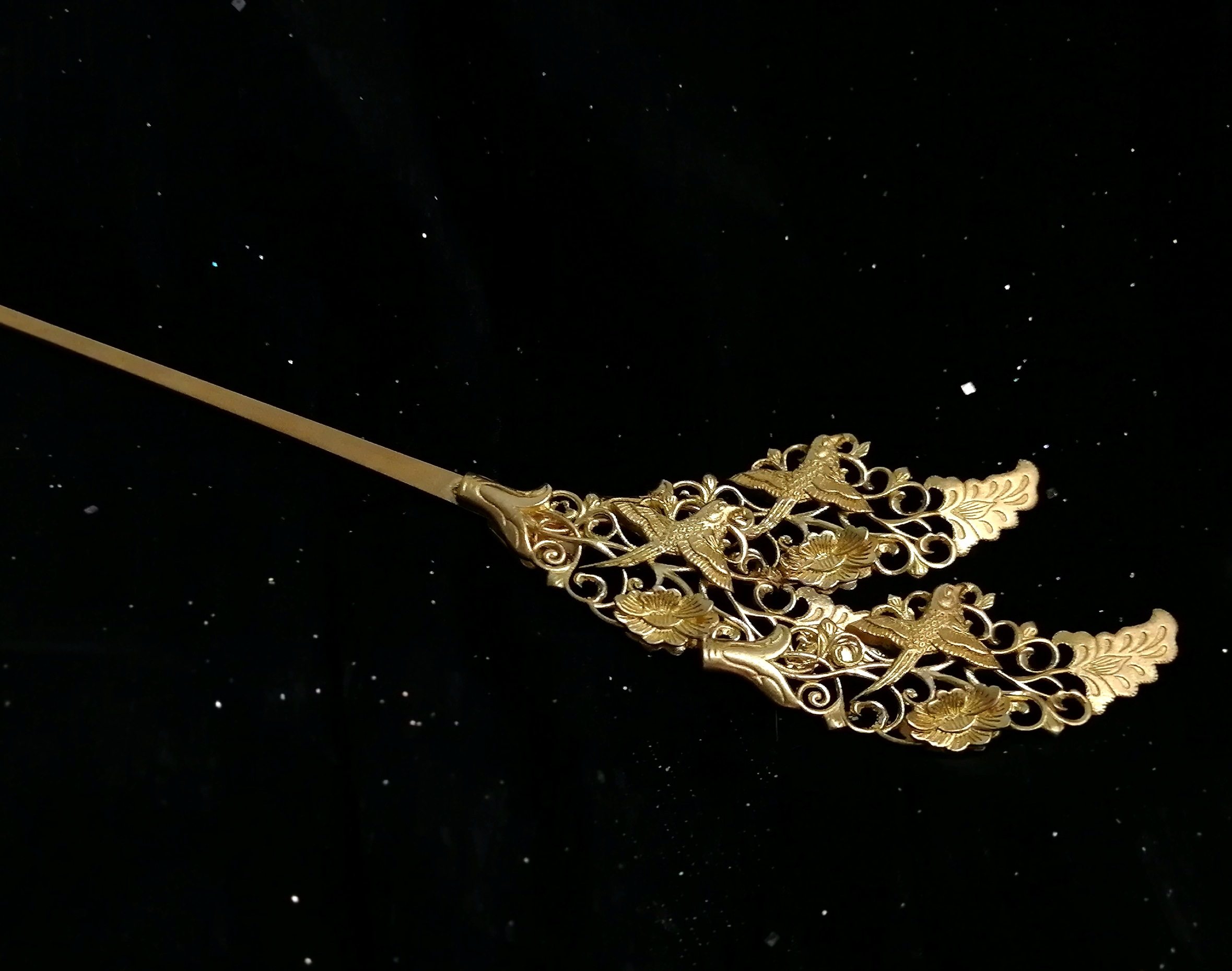 发簪汉服唐制仿錾刻【清墨坊】双刀花树簪子