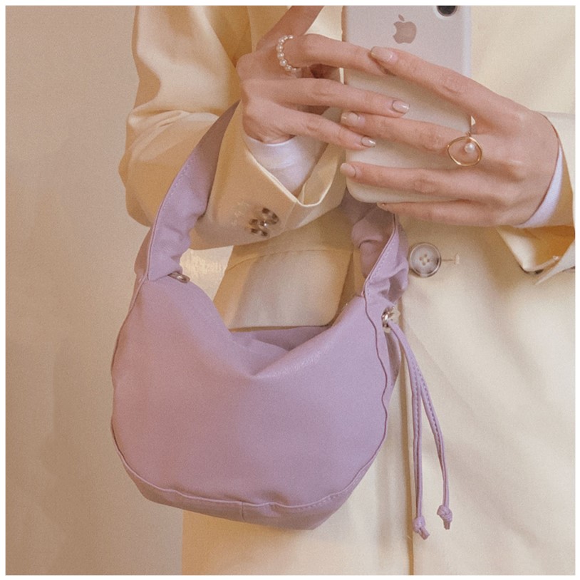 soft Lovely Purple taro hobo Drawstring portable Bag 2020 Spring and summer new pattern leisure time Messenger The single shoulder bagin the Leather/Lady bags/Men's bag, Ms. bags category - from Buy2taobao.com to provide professional Taobao agent buy service