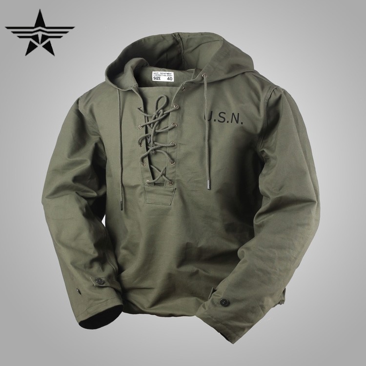 usn wet weather parka海军甲板服ww2二战复古连帽男外套夹克军迷