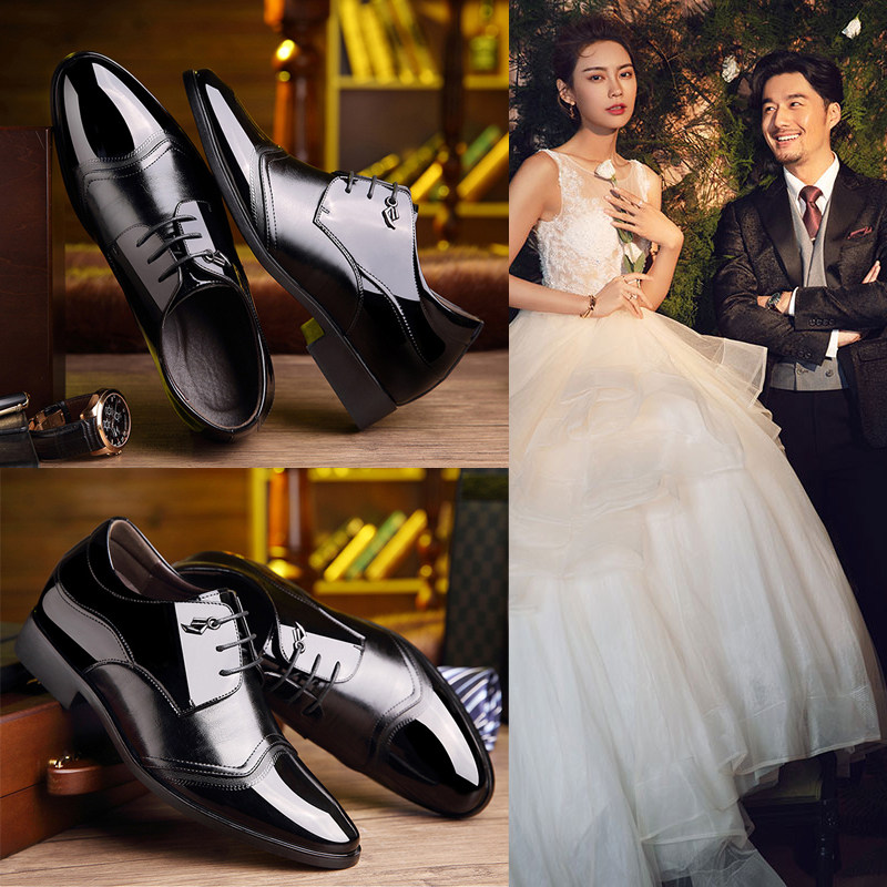 2021款新郎结婚拍婚纱照礼鞋内增高英伦商务休闲皮鞋男士西装伴郎