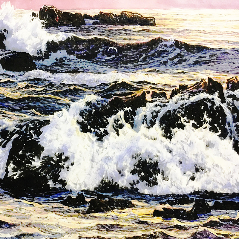 (朝鲜)功勋画家李光《东海的早上》万寿台美术创作社 一级画家