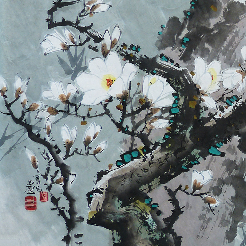 (朝鲜)功勋画家李哲《月夜花香》平壤美术大学 麦子印象馆