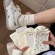中筒袜春夏百搭纯色堆堆袜长袜韩版波点木耳边月子袜女