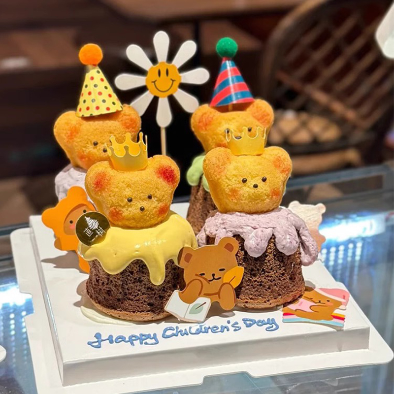 网红可爱玛德琳小熊蛋糕装饰迷你生日
