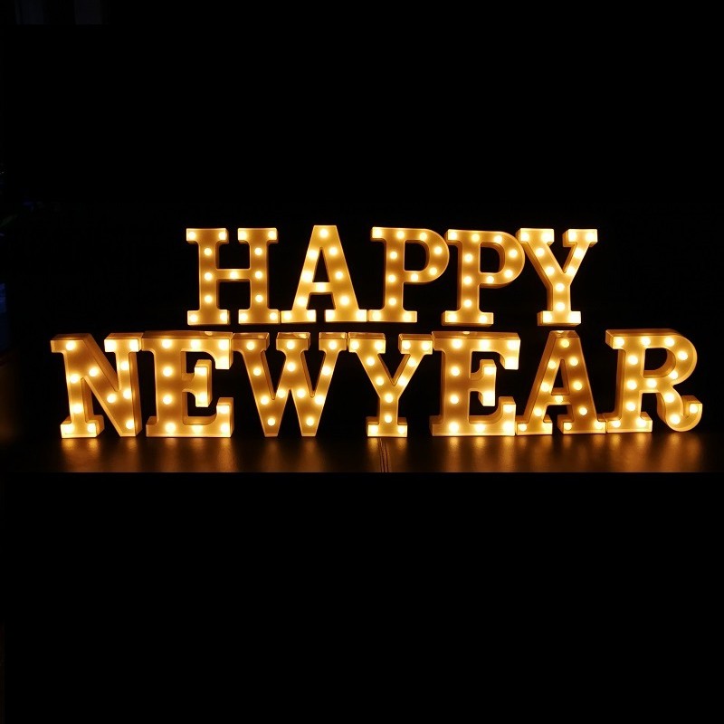 节新年装饰布置气氛英文字母发光造型灯桌面摆设透明雪花串灯优惠券