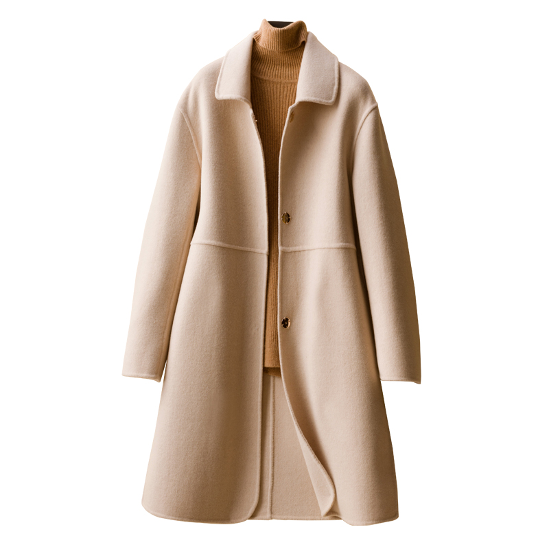 2020秋冬新款100双面羊绒大衣女中长款韩版宽松气质羊毛呢外套