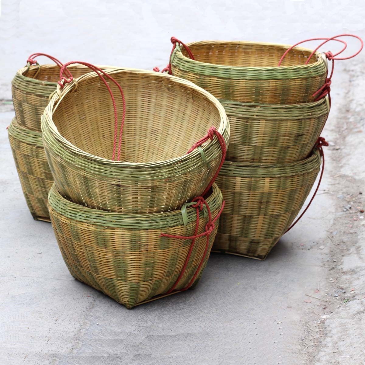 竹编大箩筐蔬果粮食收纳筐搬家箩筐装茶叶竹箩筐淘米筐演出扁担筐