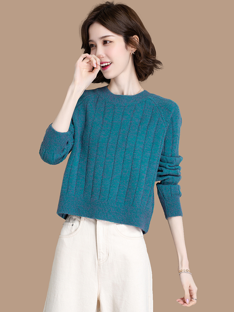 低领高腰毛衣女套头短款秋冬2021新款内搭圆领小款针织打底衫洋气