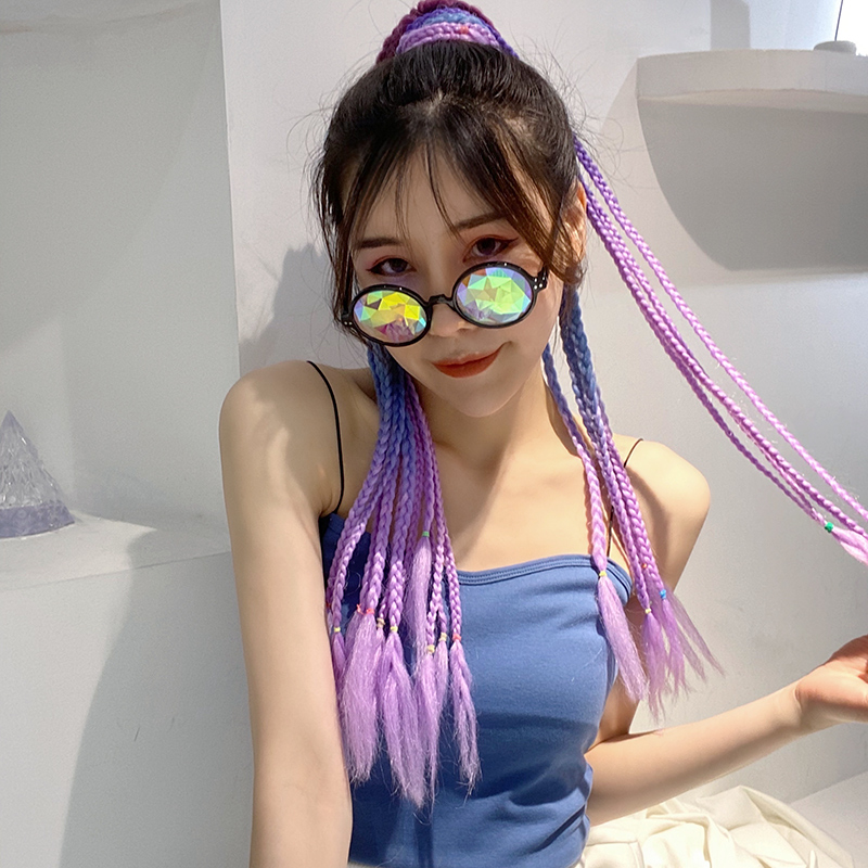 脏辫发绳儿童绑发带小辫子脏脏辫神器高马尾头绳七彩色编发彩绳女