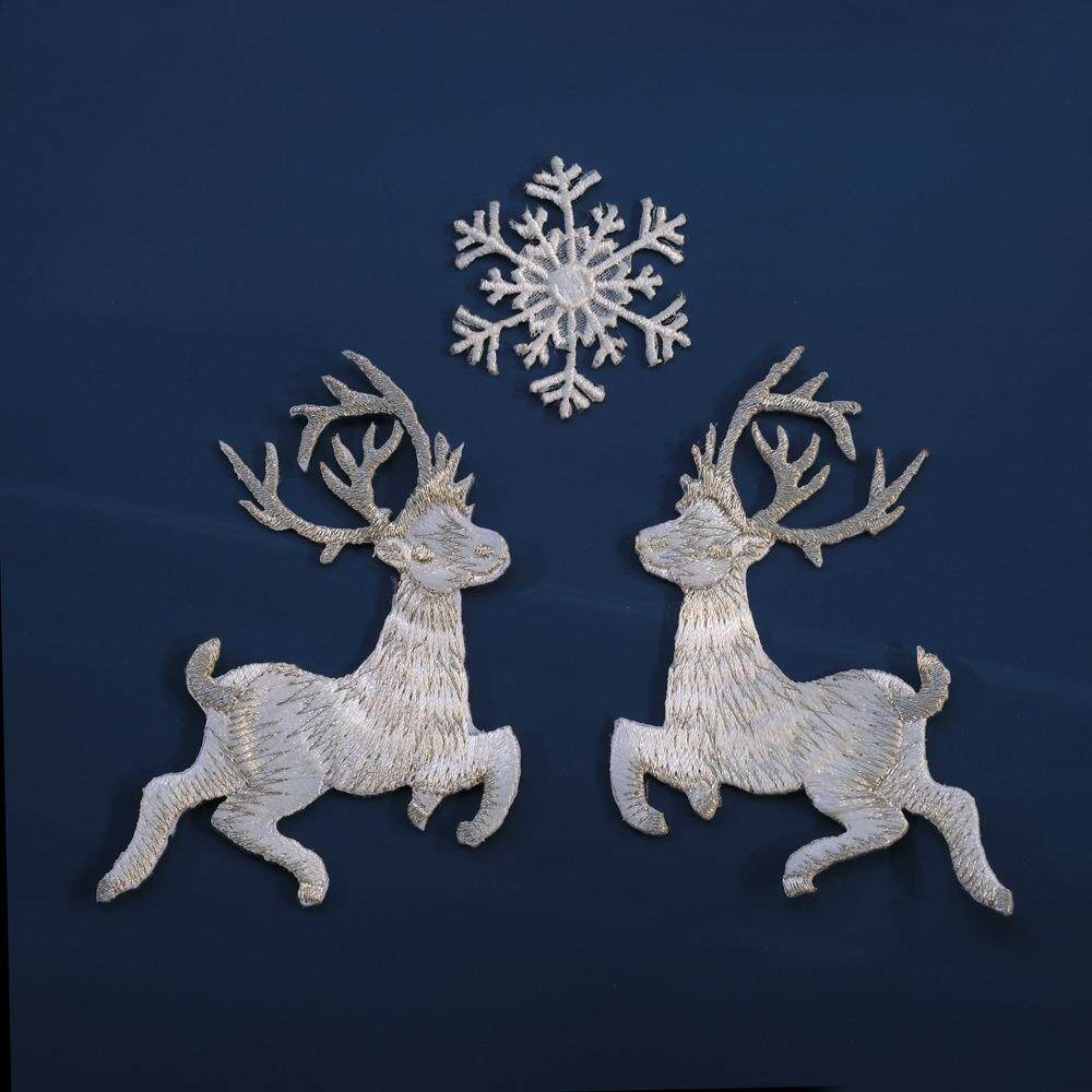 银鹿麋鹿圣诞节刺绣布贴衣服裤子包包补丁贴装饰贴衣领贴熨烫款