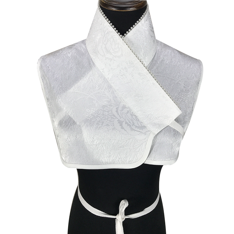 夏汉服义领丝绸提花珍珠金边假领子中式成人儿童中衣内搭白色衣领