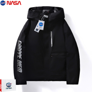 NASA羽绒服三合一滑雪服冲锋衣男款外套2024新款秋冬季定制印logo