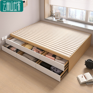 定做无床头床箱体高箱储物榻榻米床收纳小户型单人床现代简约床架