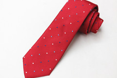 新款原单出口正品男士商务正装休闲窄款7.5Cm红色波点新郎领带