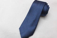 新款外贸原单正品色织男士商务正装正式蚕丝真丝领带蓝色7.5CM