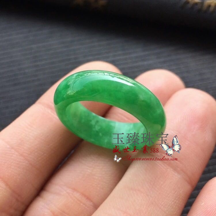 正品天然翡翠A货圆圈戒指冰种阳绿飘花男女尾戒指扳指指环带证书|ruв категории ювелирные изделия/алмаз/жадеит/золото, другие природные Джейд, украшения - от Buy2taobao.com для оказания профессиональной услуги покупки агента Taobao