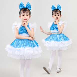 六一儿童演出服女童亮片蓬蓬纱裙幼儿园舞台表演服女孩可爱公主裙