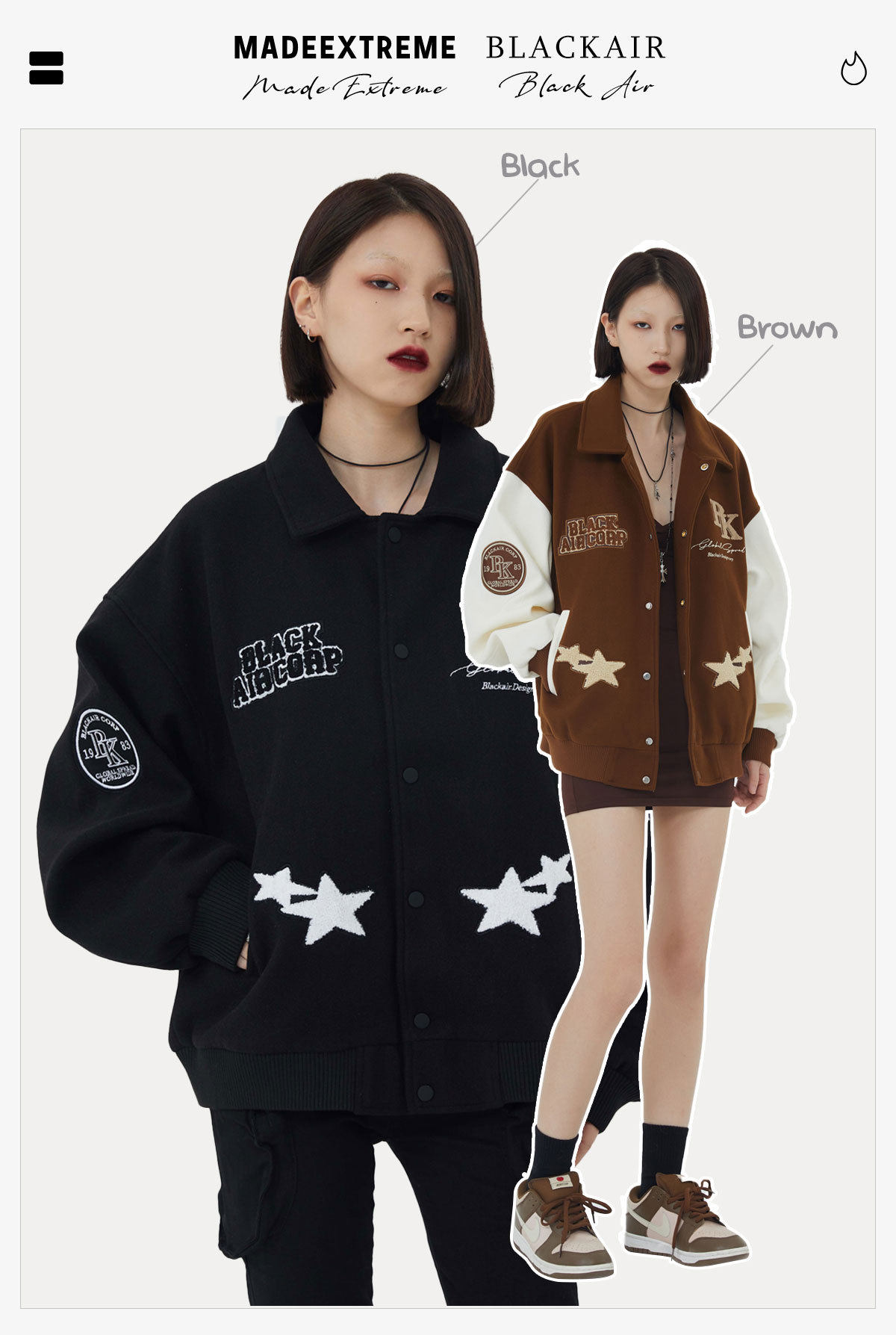 新品优享blackair美式街头毛巾绣棒球服外套男女同款