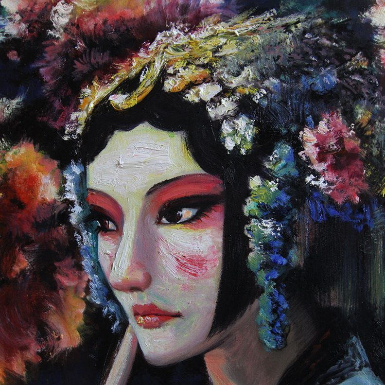 苏州吴越画院院长吴波油画《脸谱》60*90