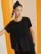 XINSILU新思路女装专柜夏装时尚黑色H型假两件拼接小格子女小衫
