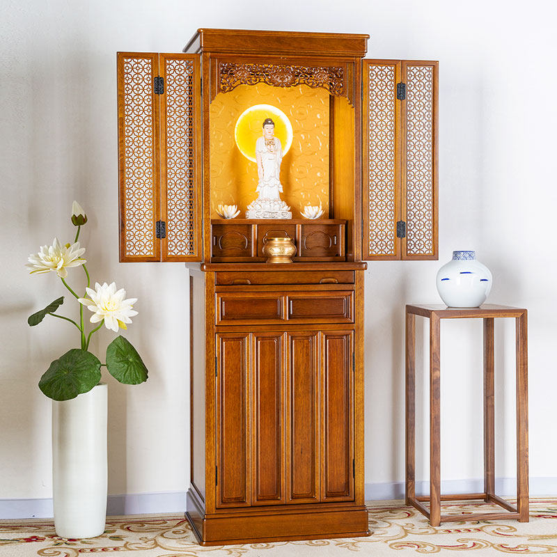 南天门68现代佛台带门佛龛供台家用神龛立柜供桌佛柜简约佛桌实木