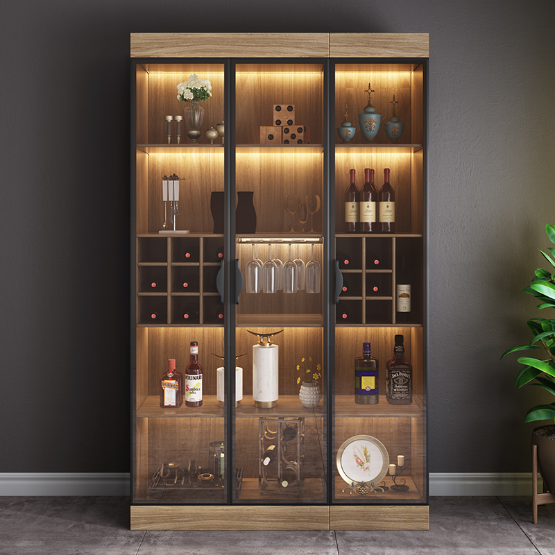 现代简约靠墙轻奢储物柜家用小酒柜