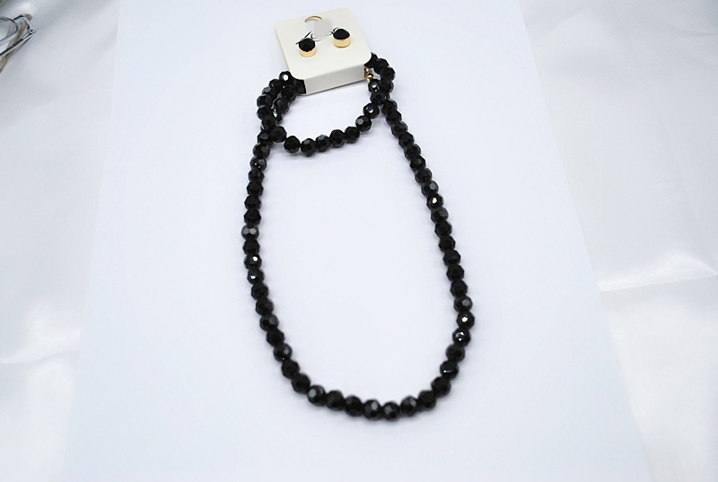 青岛卡妮拉外贸饰品 欧美小众时尚项链女 简单黑色珠子套装项链