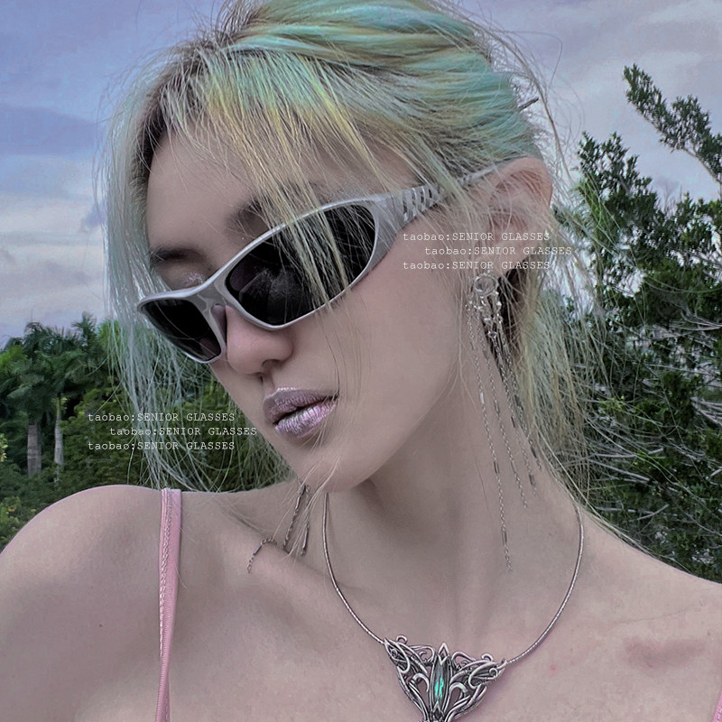 未来科技感y2k千禧银色墨镜ins赛博朋克风网红同款太阳眼镜酷男女
