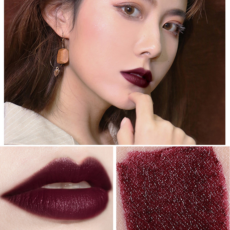 黑红色口红深色系暗黑系暗红黑色口红中毒色纯黑色吸血鬼黑加仑色