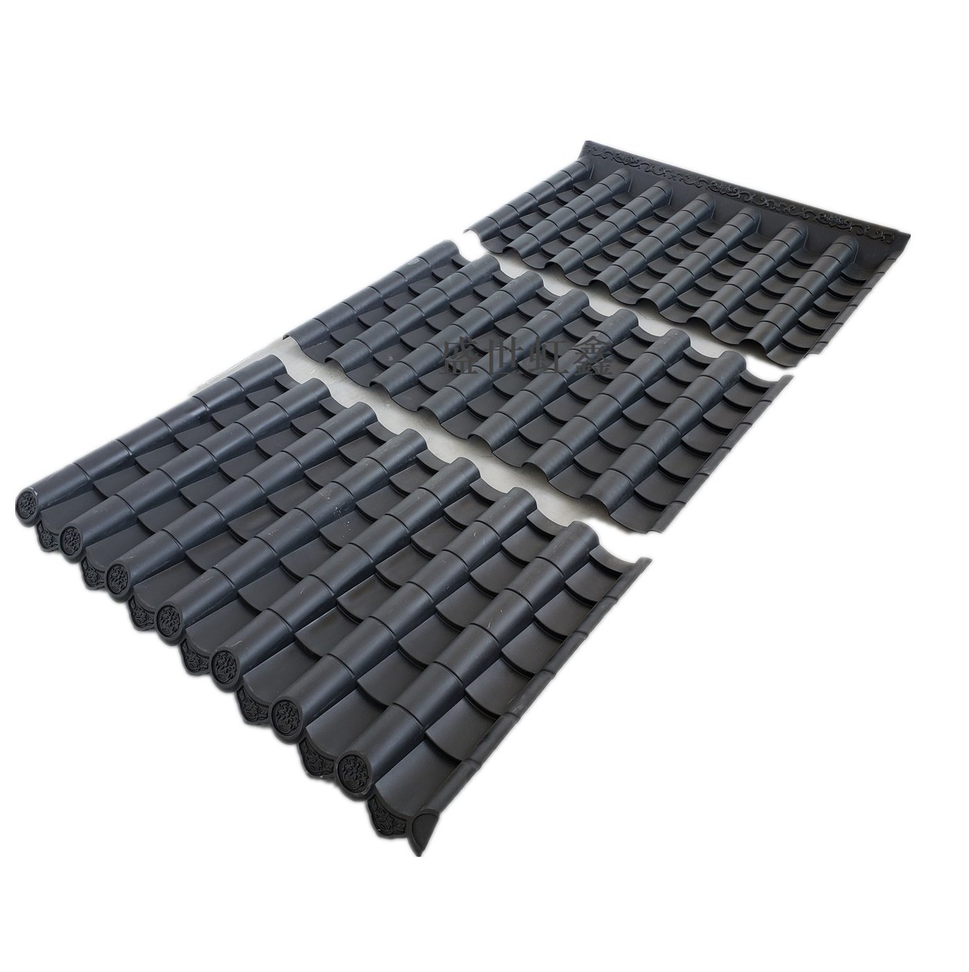 灰色仿古屋檐瓦一体瓦塑料装饰瓦中式瓦小青瓦古筒瓦屋顶瓦