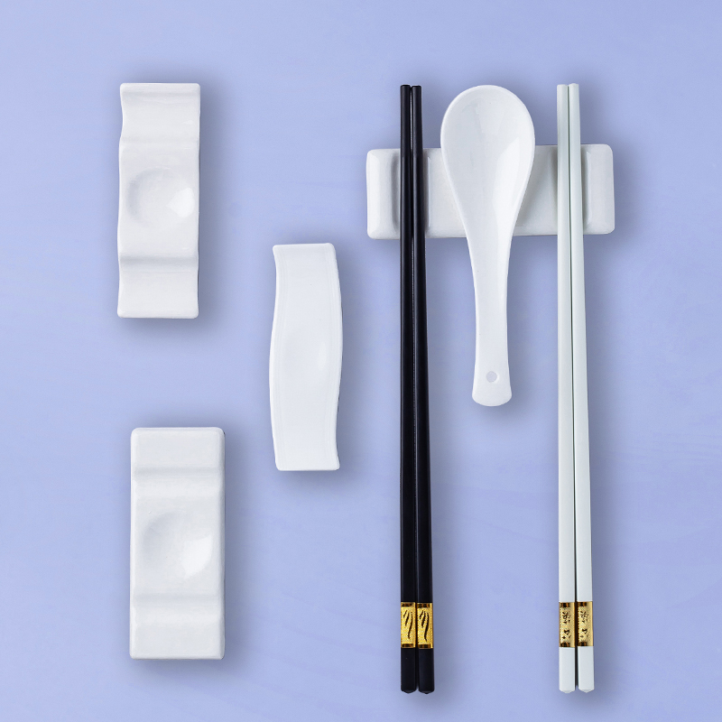 陶瓷筷子架托筷多用勺筷架勺子收纳酒店纯白公筷搁双筷子垫定制