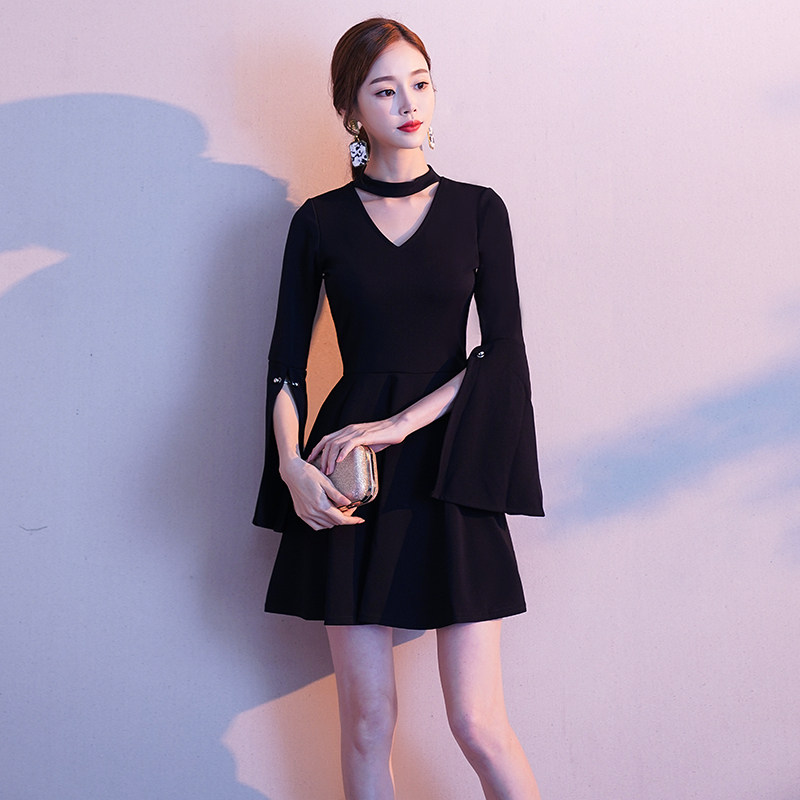 小晚礼服裙女2020新款宴会高贵气质仙气学生黑色短款显瘦平时可穿