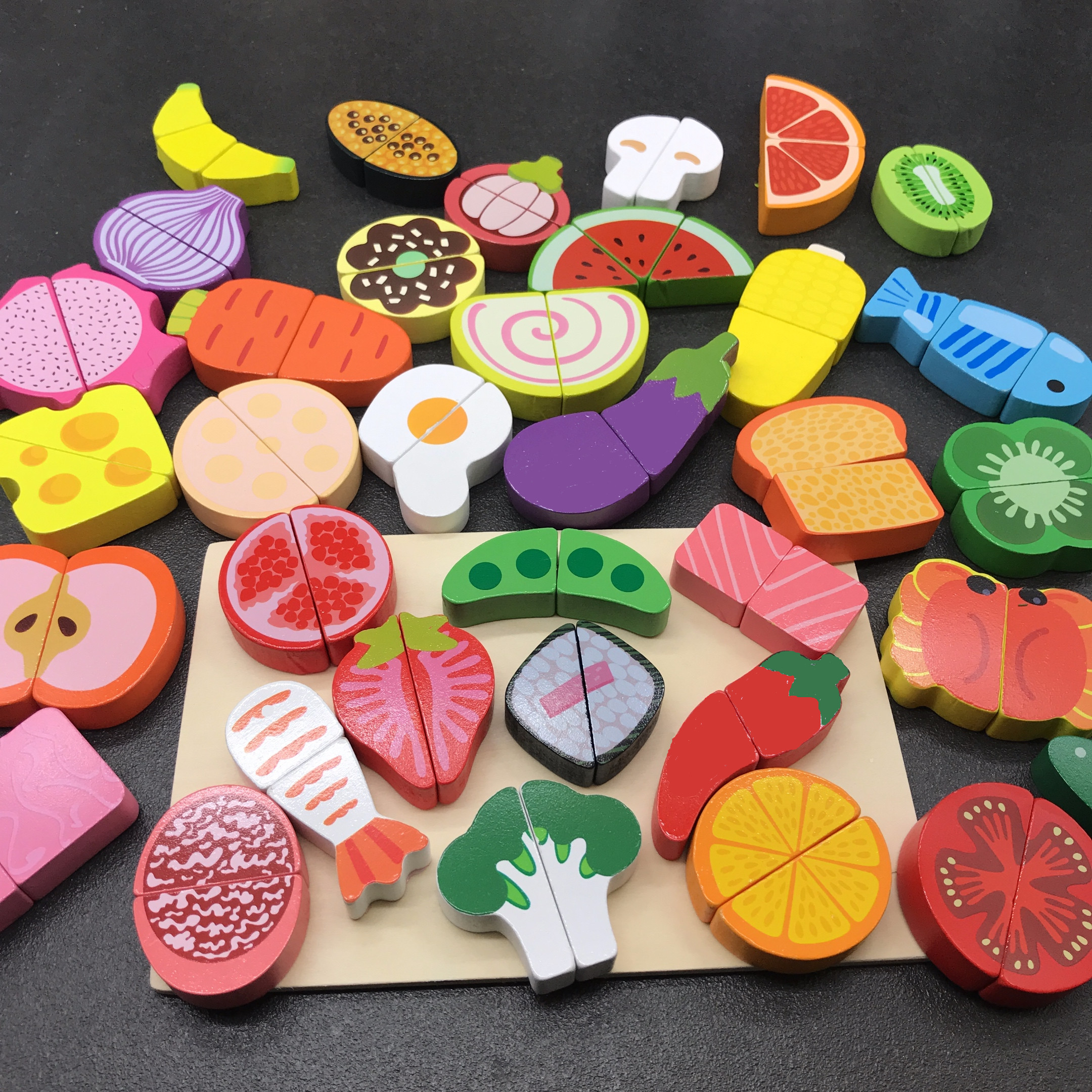 儿童益智木制磁性切水果玩具水果蔬菜切切看过家家厨房玩具切切乐