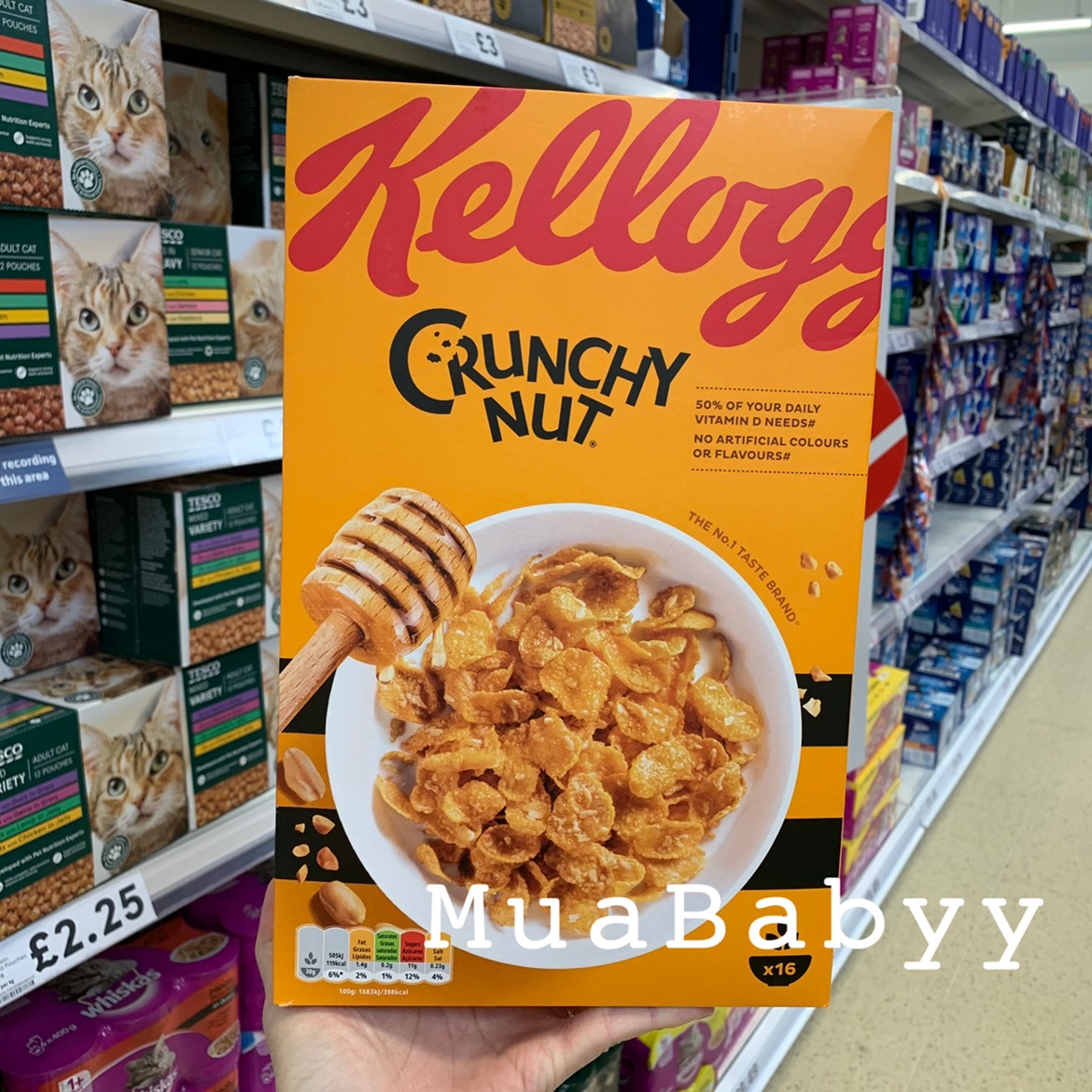 现货 英国Kellogg's家乐氏坚果花生蜂蜜脆麦片玉米片早餐麦片500g