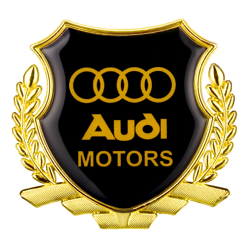 奥迪车身车尾装饰车贴a3a4la5a6lq2lq3q5lq7汽车金属麦穗盾牌车标