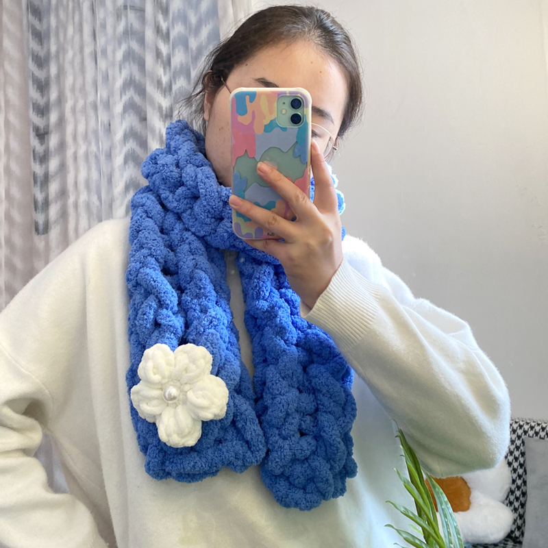 手指围巾粗毛线手工diy编织材料包自制创意礼物送男女朋友初学者