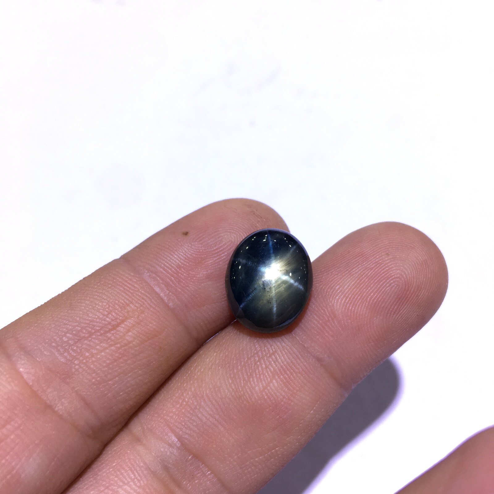 天然星光蓝宝石裸石六射星光椭圆形素面 14.25克拉戒指吊坠配石