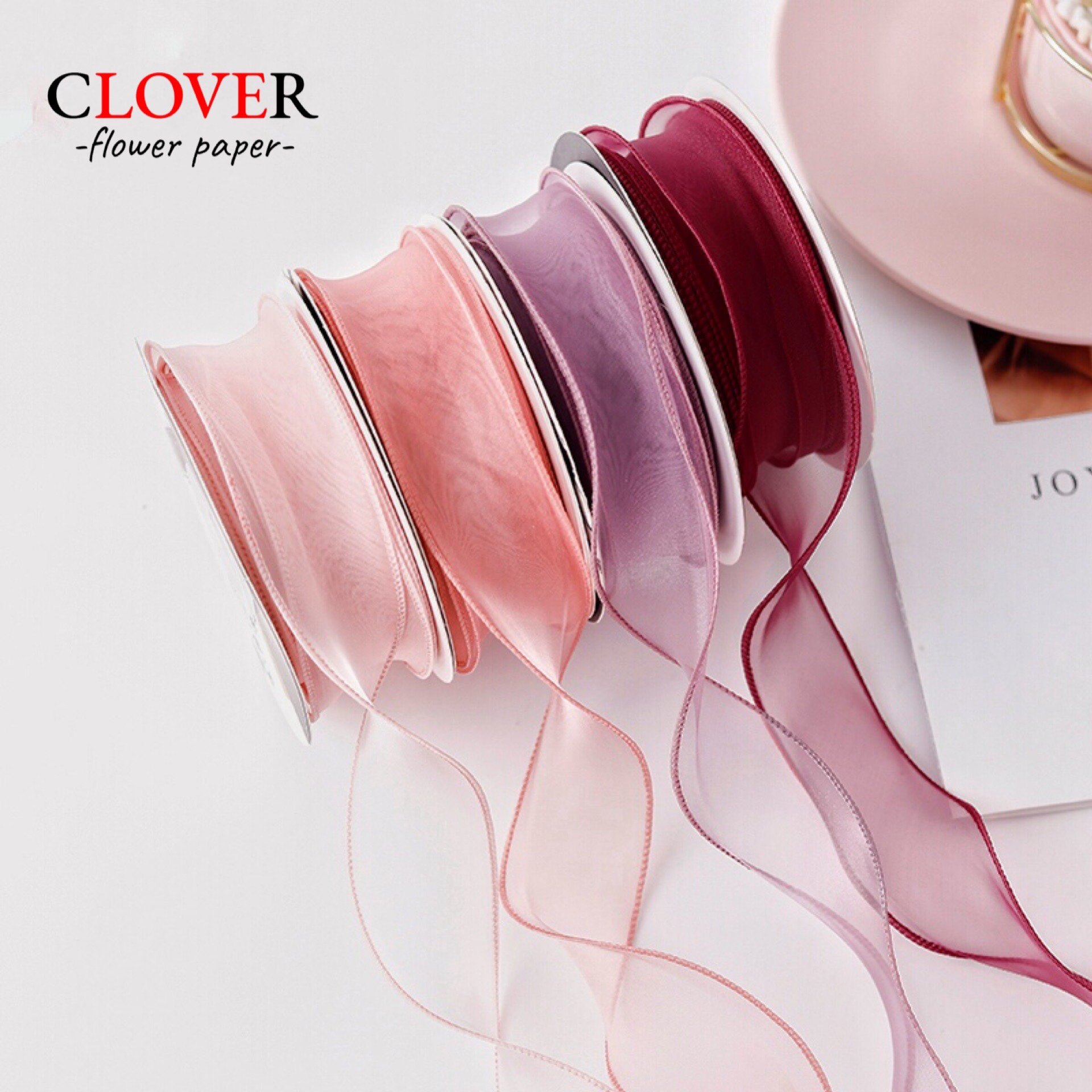 木云花艺包装鱼尾纱带丝带纯色鲜花缎带花束包花拷边丝带花店材料