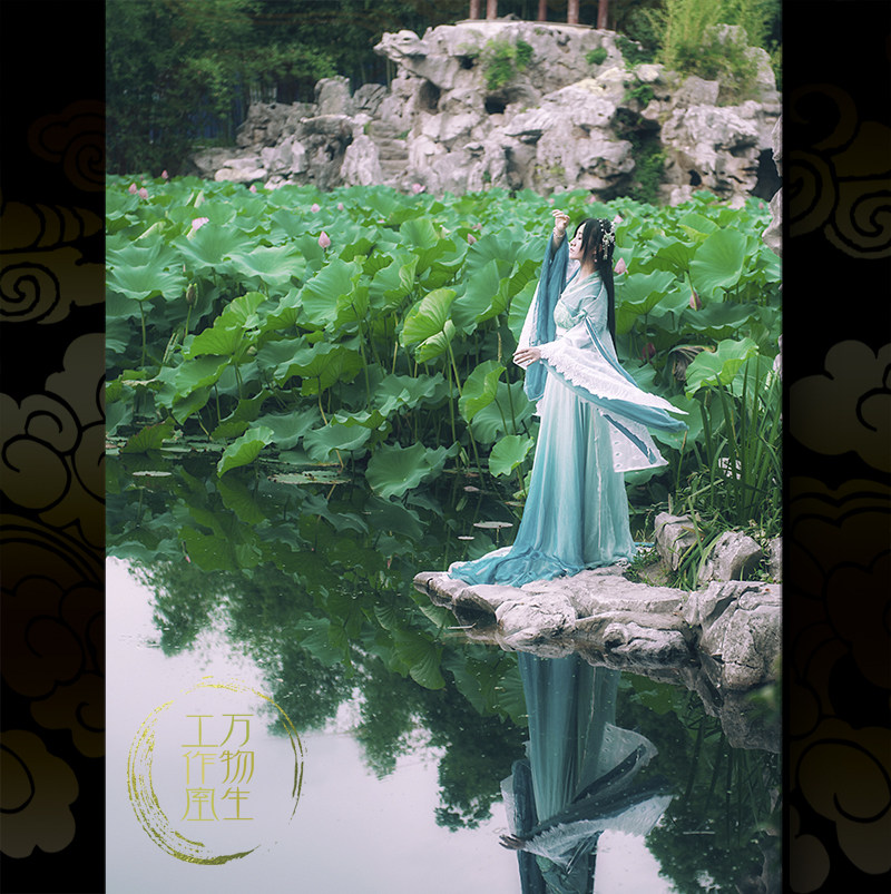 万物生〕独家设计-洛神-蓝绿色古装cos雷纯兰残音