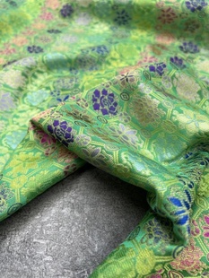 高定新品绿色系织锦缎宋锦提花面料 新中式马甲旗袍布料门幅1.5米