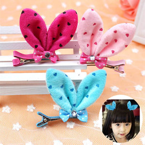 韩版头饰发夹绒布兔耳朵顶夹儿童发夹发卡小孩发夹发饰女童头饰品