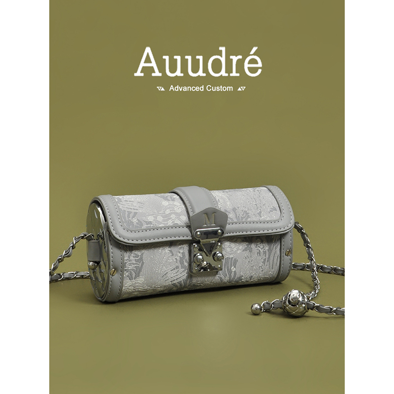 Auudre今年流行洋气小包包女2024新款潮百搭链条单肩斜挎包圆筒包