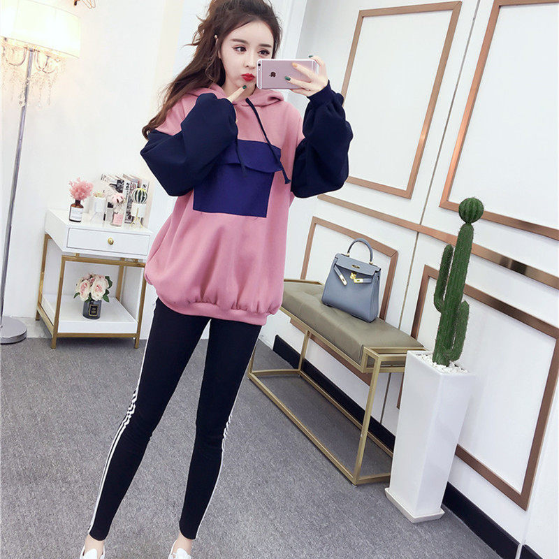 个子轻熟风套装裙子两件套韩版加绒连帽卫衣宽松显瘦休闲打底裤优惠券