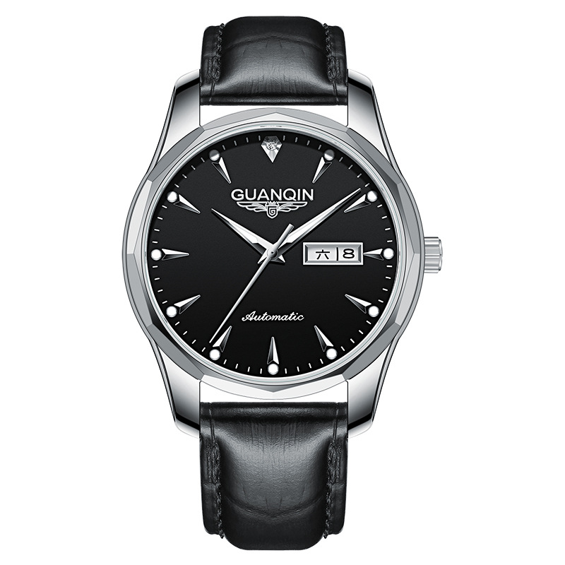 新款冠琴品男士手表商务钨钢机械全自动夜光瑞士日历钢带国产腕表