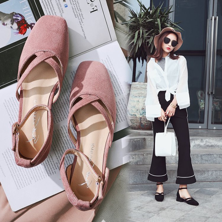 2019 summer new pattern Korean Edition Square Word buckle Single shoes Middle heel Mary Jane Women's Shoes Versatile leisure time Rome Sandalsin the Shoes/Baby Shoes/Parent-child shoes , Parent-child shoes category - from Buy2taobao.com to provide professional Taobao agent buy service